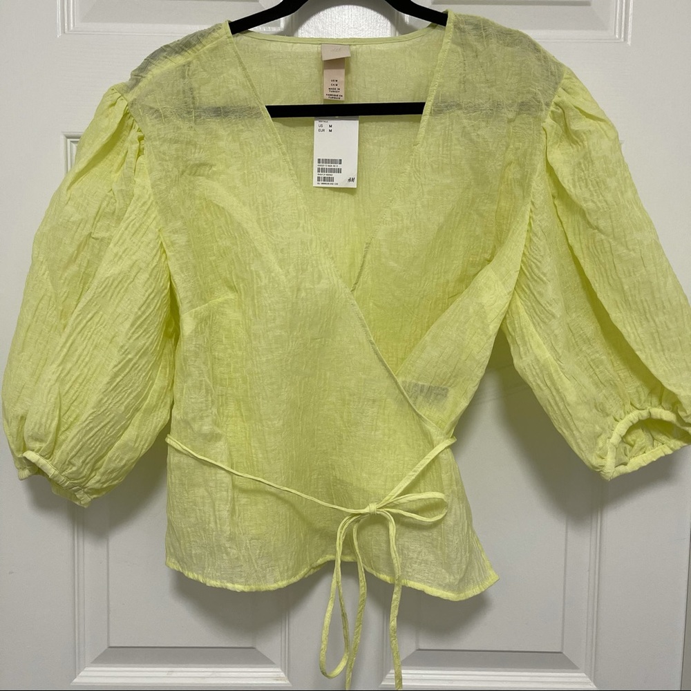 H&M Yellow Wrap Blouse